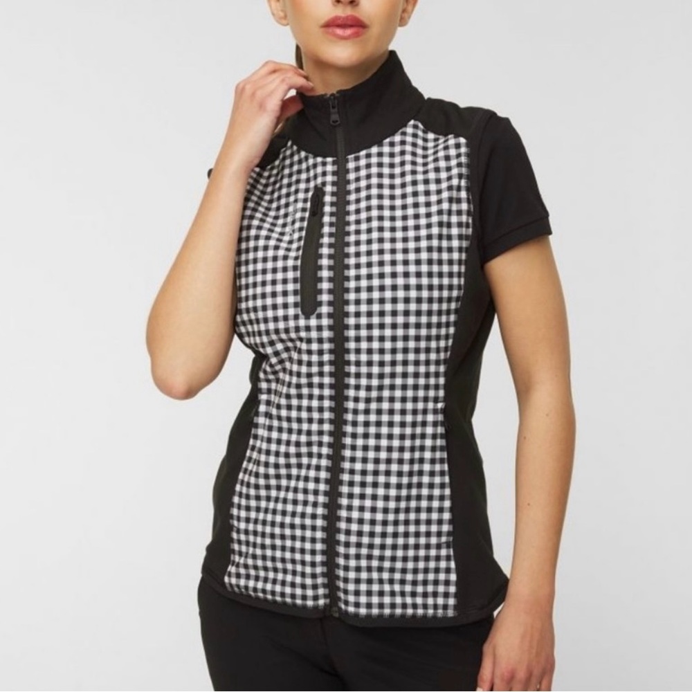 RLX Ralph Lauren Golf Tech Gingham Women’s Black & White Vest Sz Medium NWT